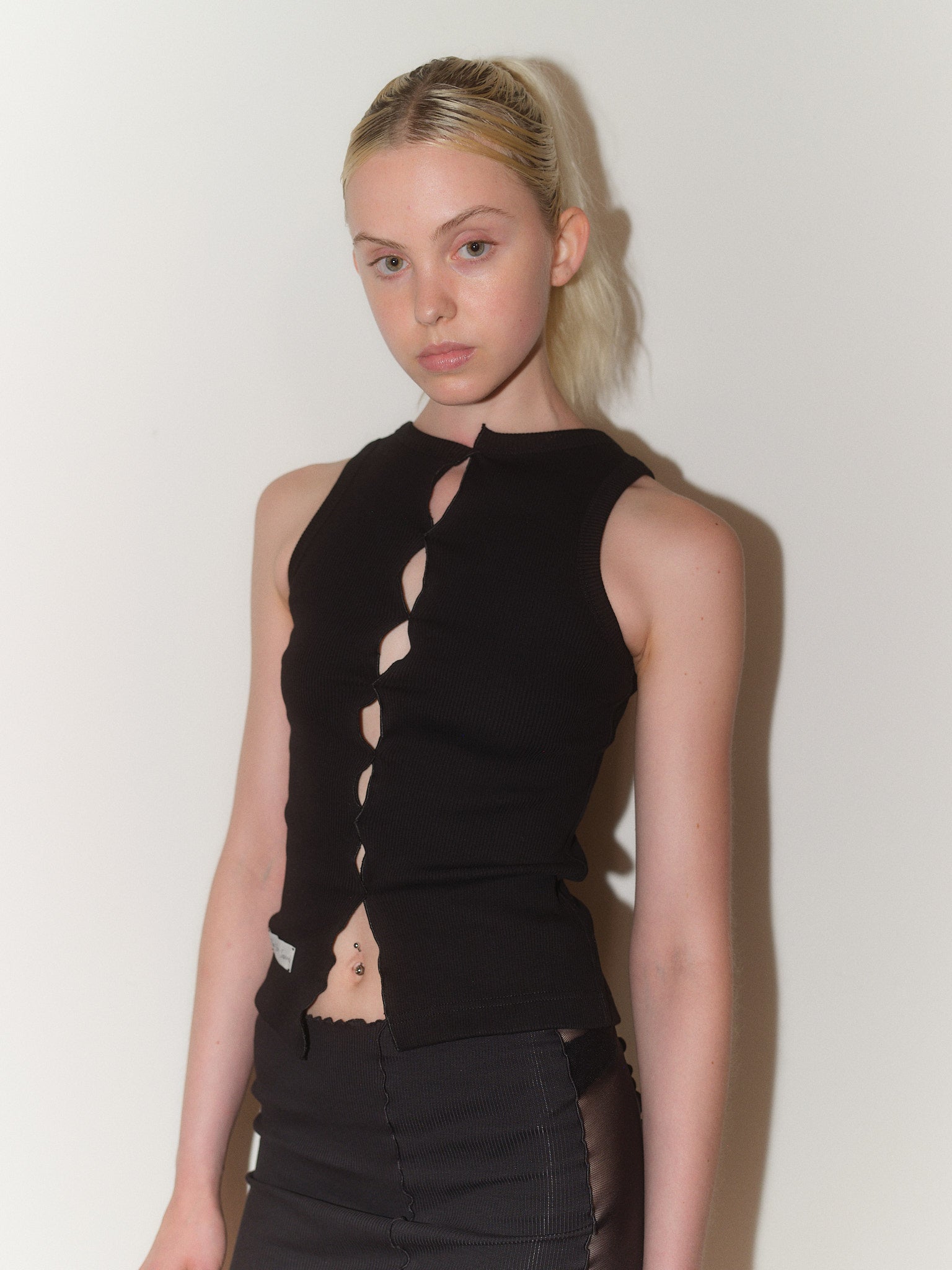 Draped Cotton Jersey Tank Top designed by Christina Seewald. Sustainable, designed and made in Europe.