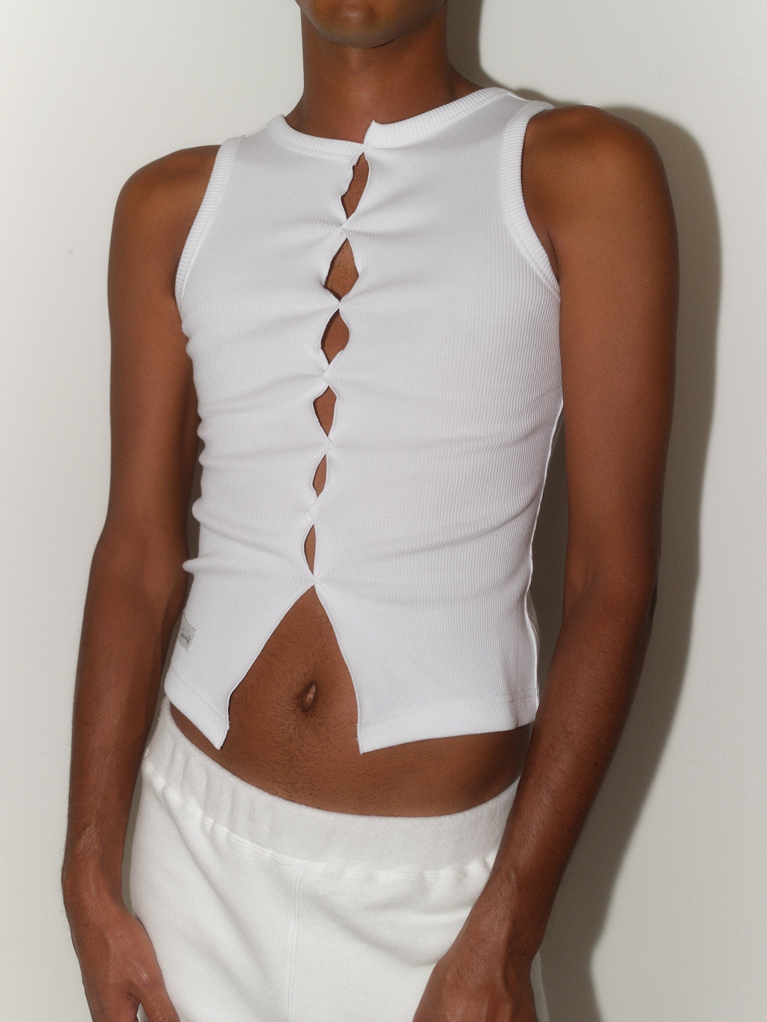 Draped Cotton Jersey Tank Top designed by Christina Seewald. Sustainable, designed and made in Europe.