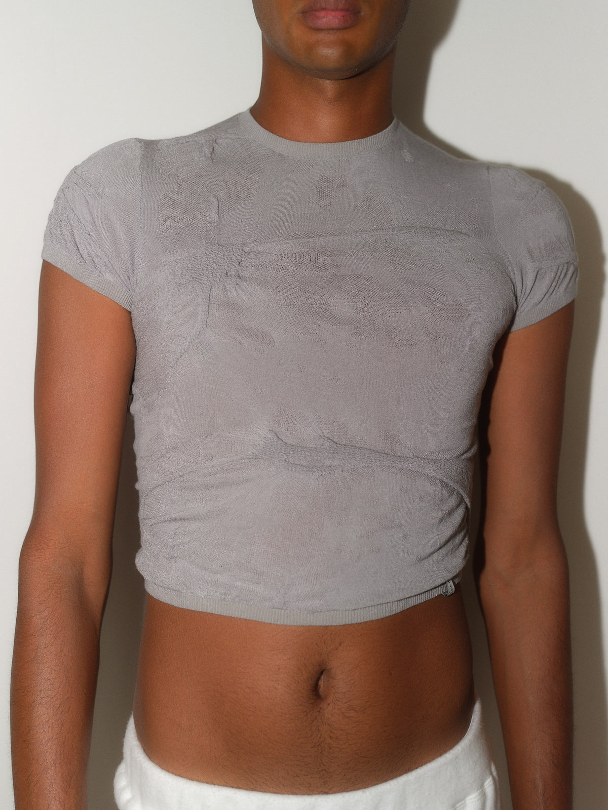 Knitted Sheer T-Shirt designed by Christina Seewald. Sustainable, designed and made in Europe. Best Quality Yarns from Italy.